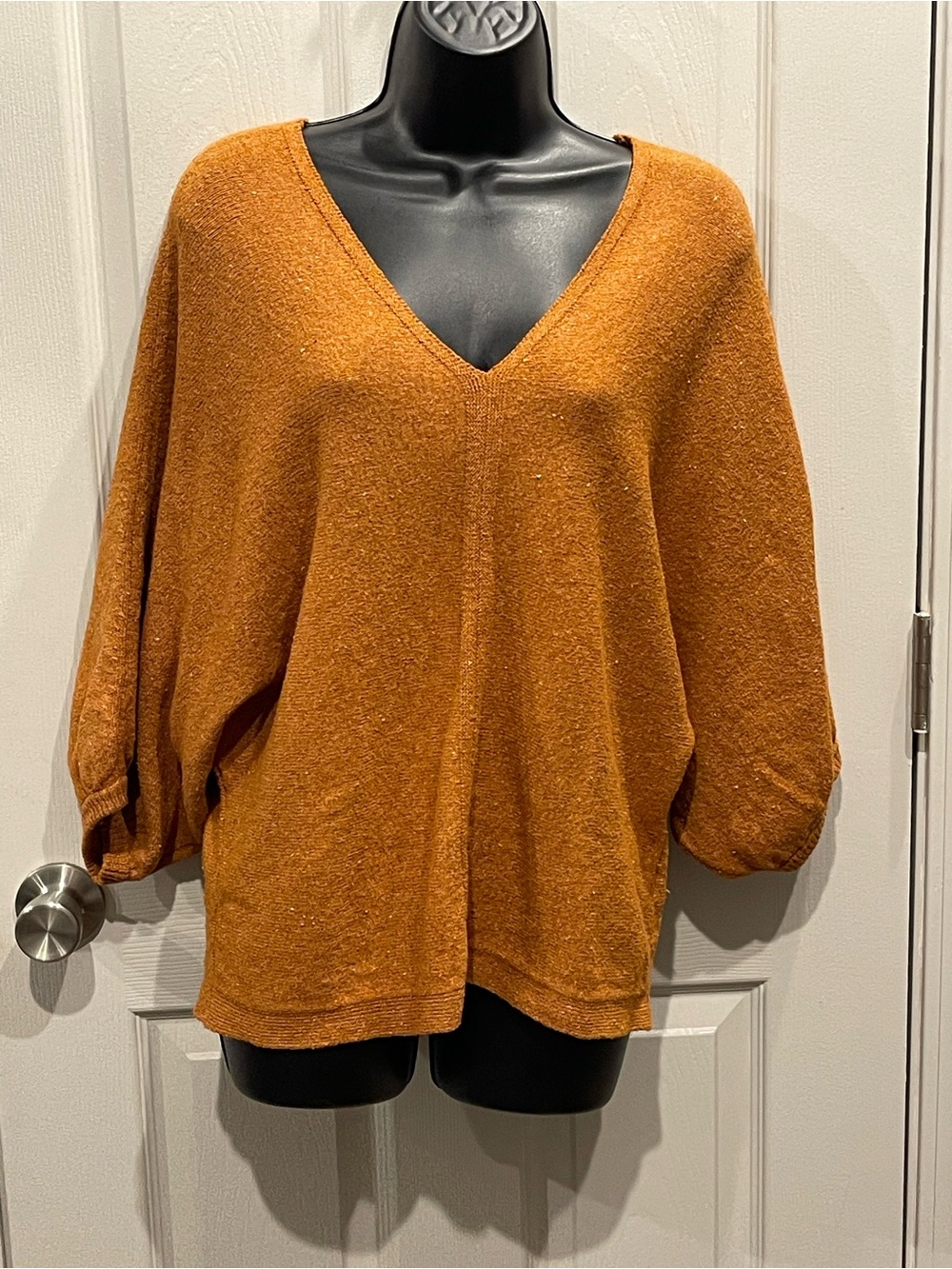 Cozy V-Neck Sweater in Rust - Relaxed Fit